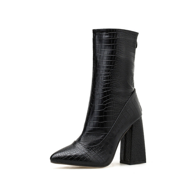 Fashion Sexy Women's High Heel Stone Pattern Boots