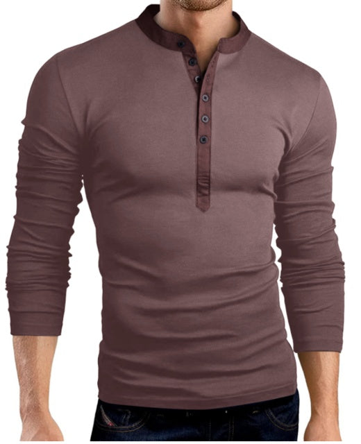 Men's Long Sleeve V-Neck Slim T-Shirt