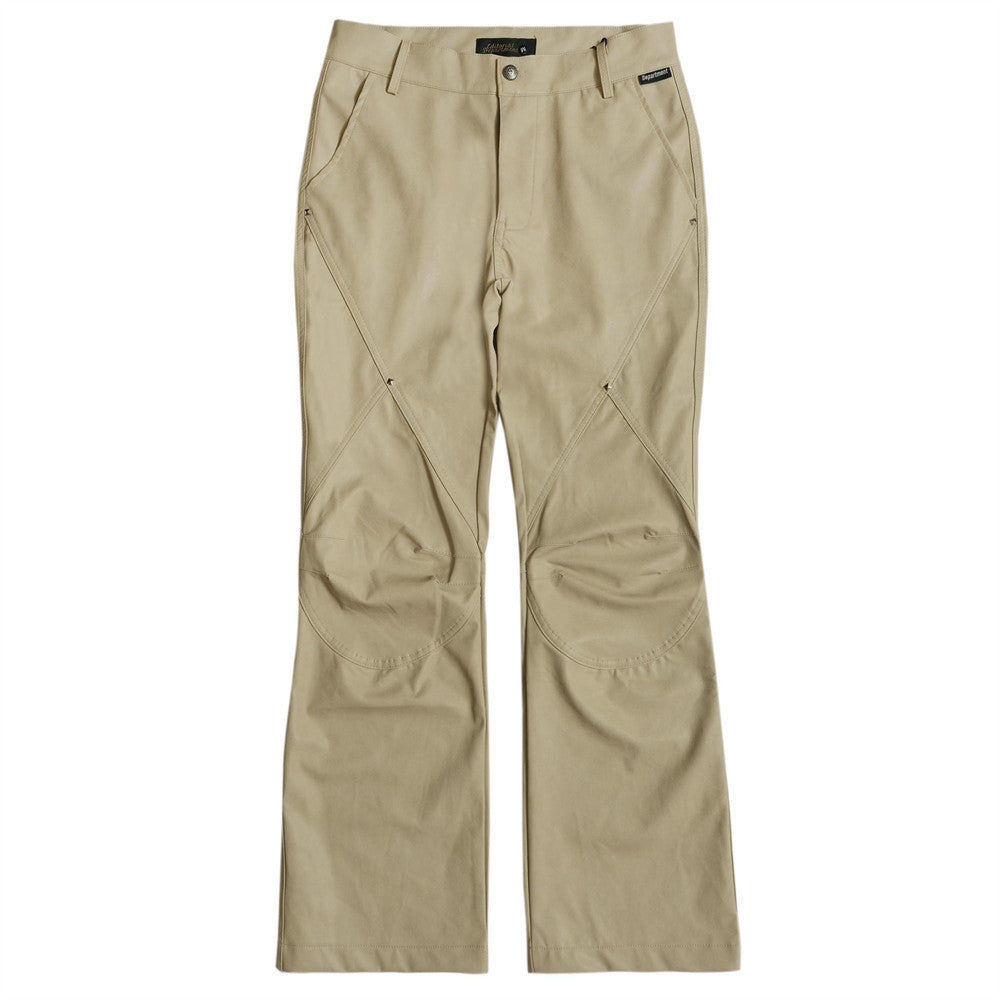 Punk Rock Slightly Flared Leather Pants Men