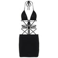 Tie-panel Halterneck Open-back Dress