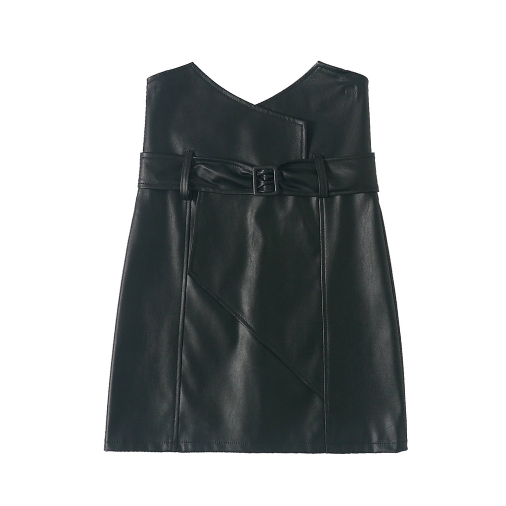 Irregular Super High Waist Leather Skirt