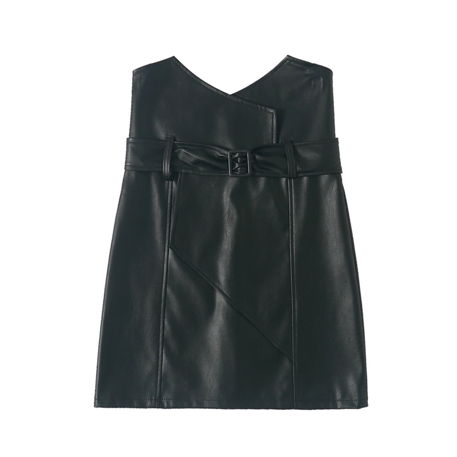 Irregular Super High Waist Leather Skirt