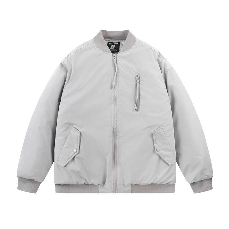 Stand Collar Multi-pocket Baseball Cotton-padded Jacket