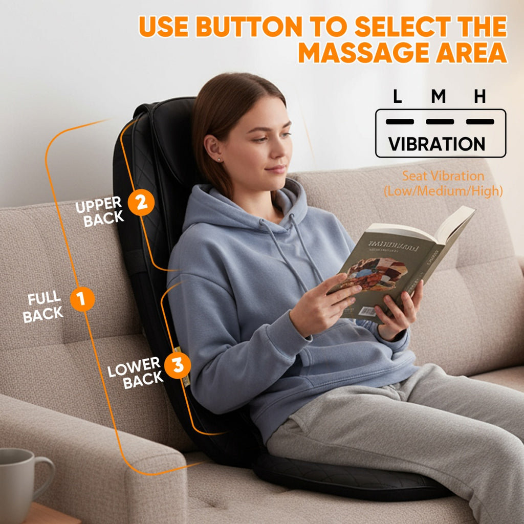 Back Massagers, Vibrating Heating Pad For Back, Massage Chair Pad For Pain Relief Deep Tissue