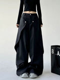 Womens Stylish Asymmetrical Patchwork Straight-Leg Pants