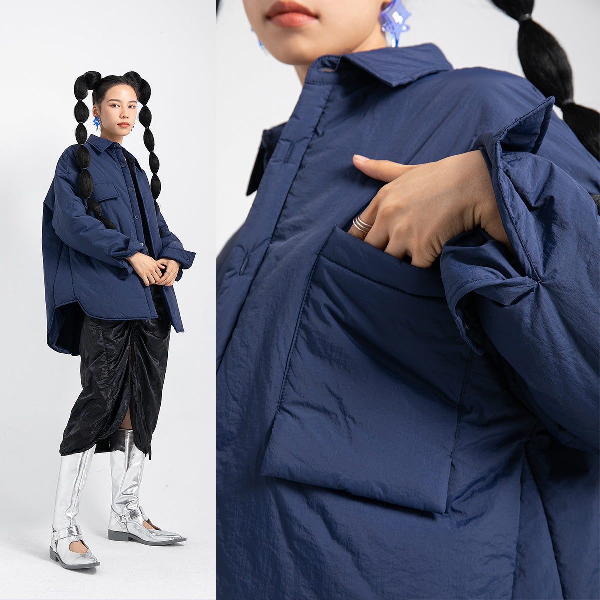 Japanese Casual Quilted Padded Shirt-style Cotton Jacket