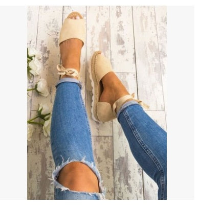 Thick bottom grass fish mouth ankle straps large size sandals ladies sandals