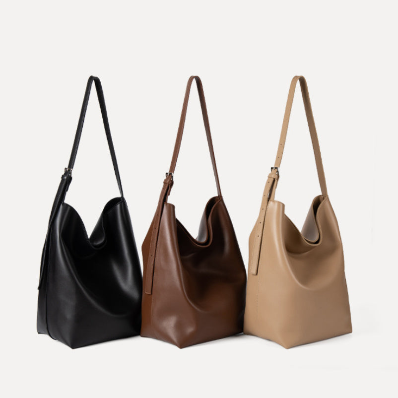 Large-capacity Bucket Solid Color Hand-carrying Shoulder Bag