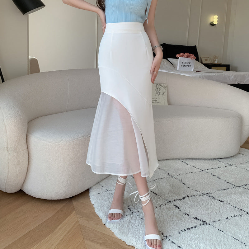 Slightly Transparent Design High Waist Ruffles Skirt