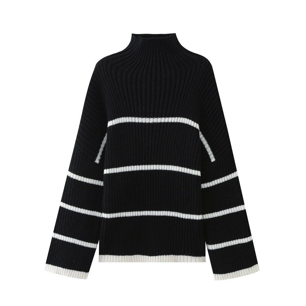 New Women's Striped Idle Style Turtleneck Knitting Sweater