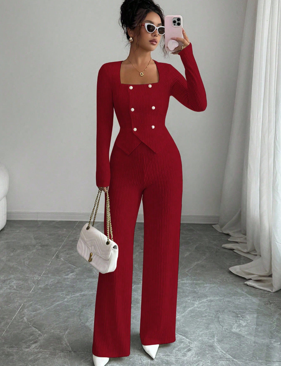 Stylish Versatile Solid-color Top And Cardigan With Matching Pants Set