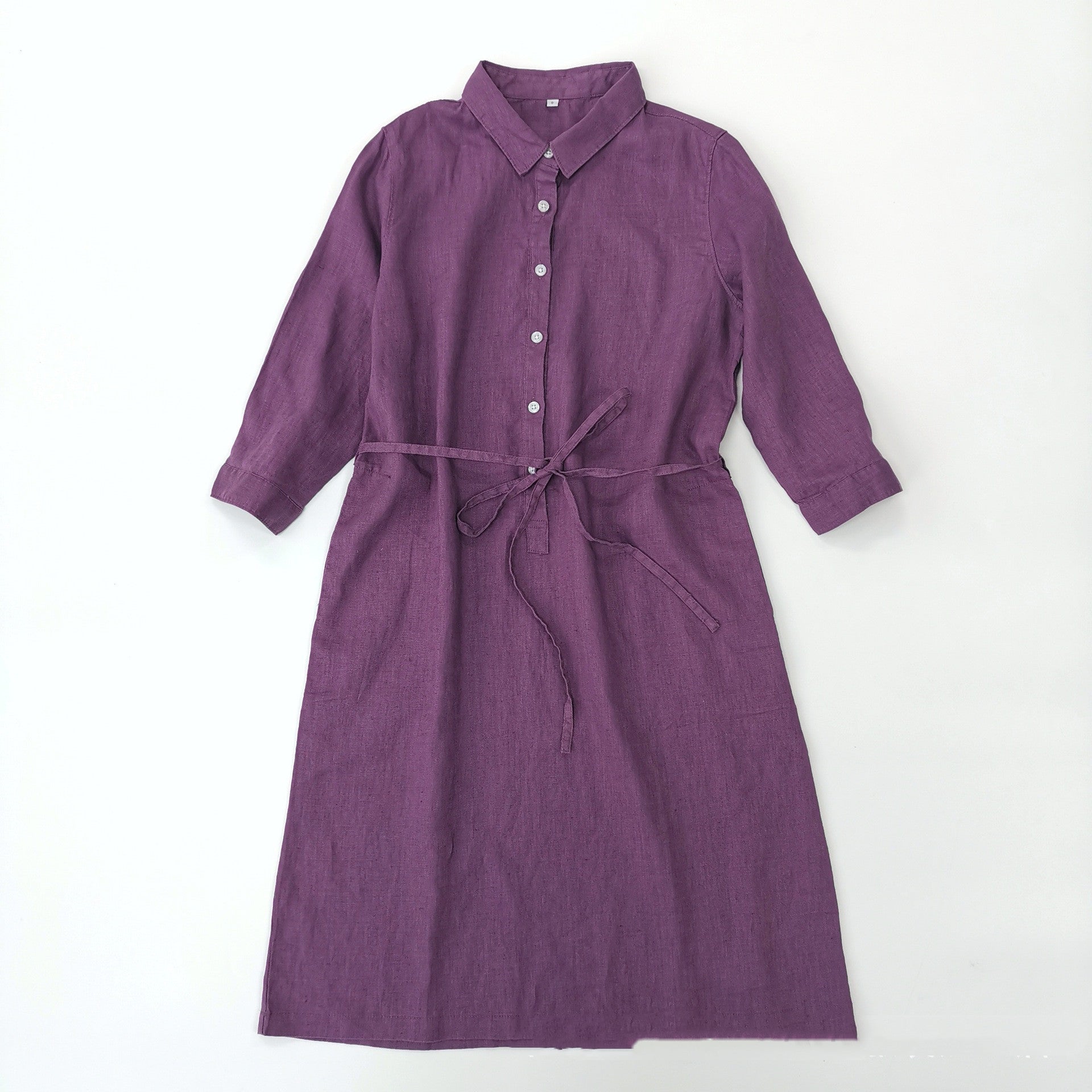 Women's Fashion Single-breasted Half Cardigan Mid-length Shirt Dress