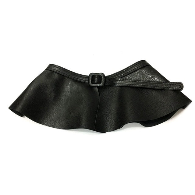 Ruffled Black Extra-Wide Waist Belt Skirt