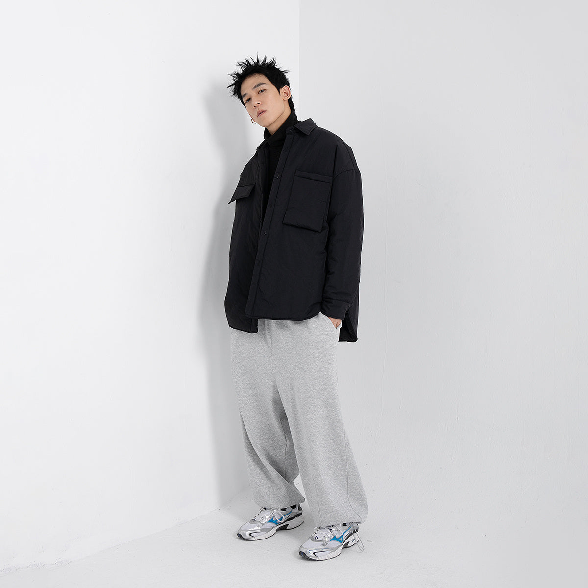 Japanese Casual Quilted Padded Shirt-style Cotton Jacket