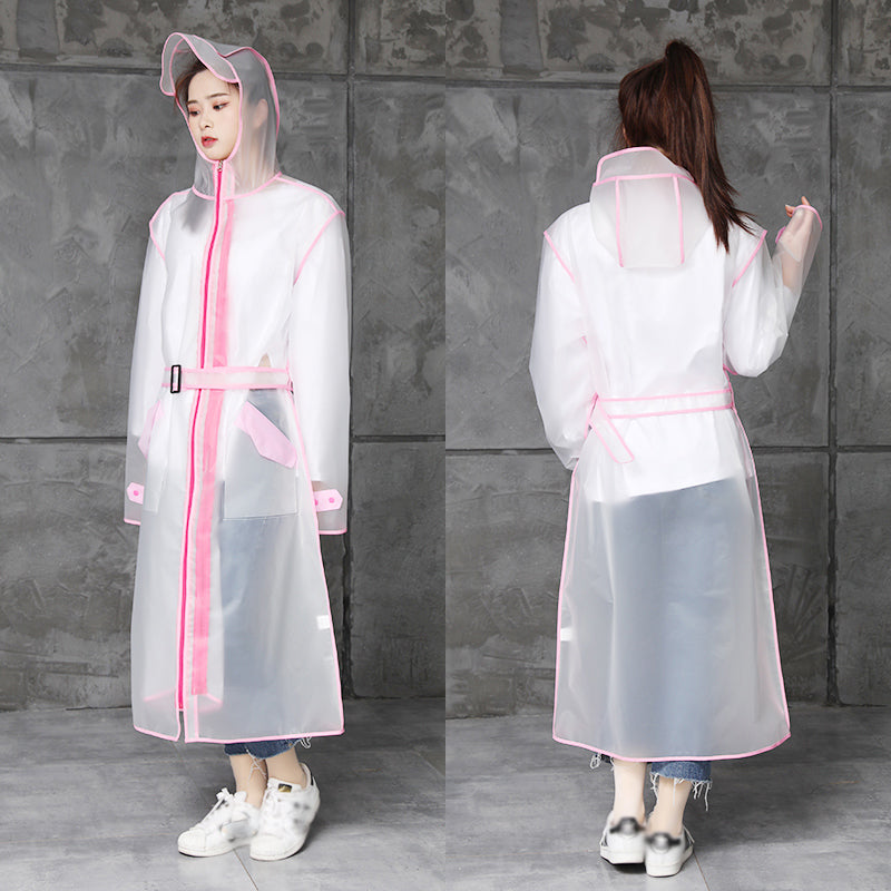 Belt Double Zip Raincoat Long