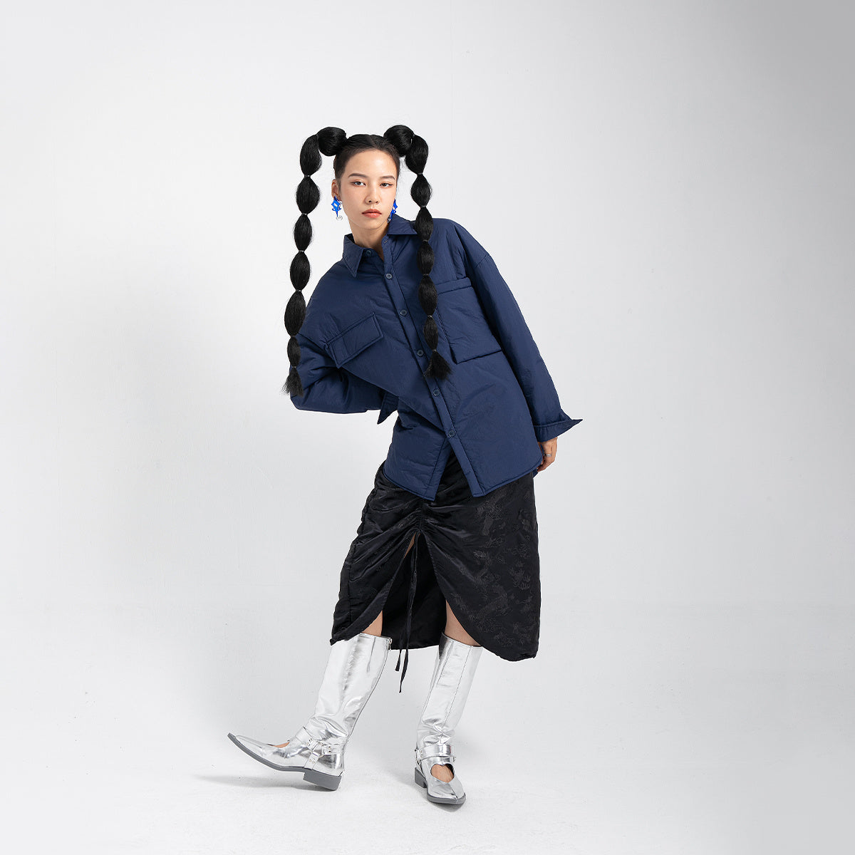 Japanese Casual Quilted Padded Shirt-style Cotton Jacket