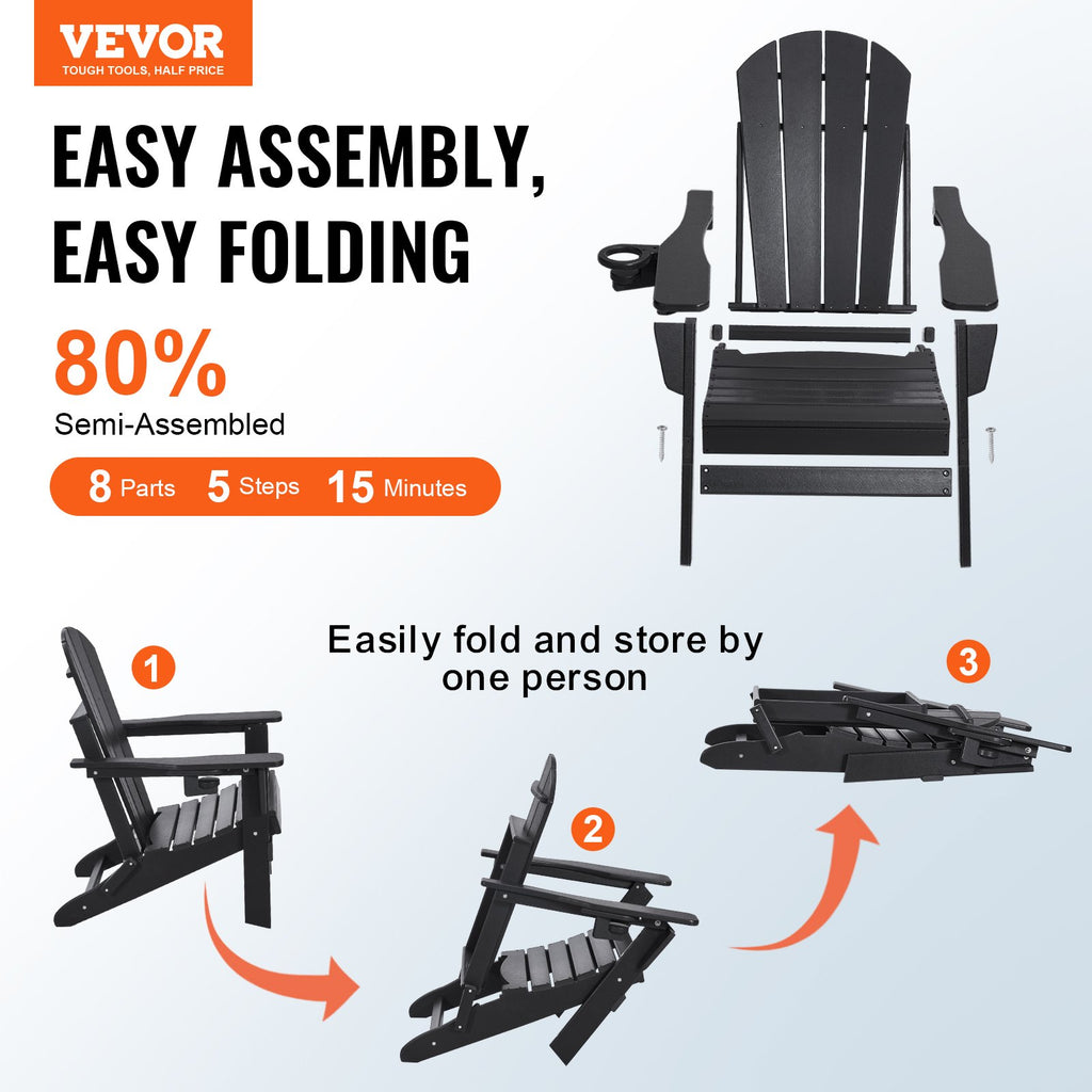 Adirondack-Stuhl Aus Kunststoff 2er-Set Wetterfest Tragbar