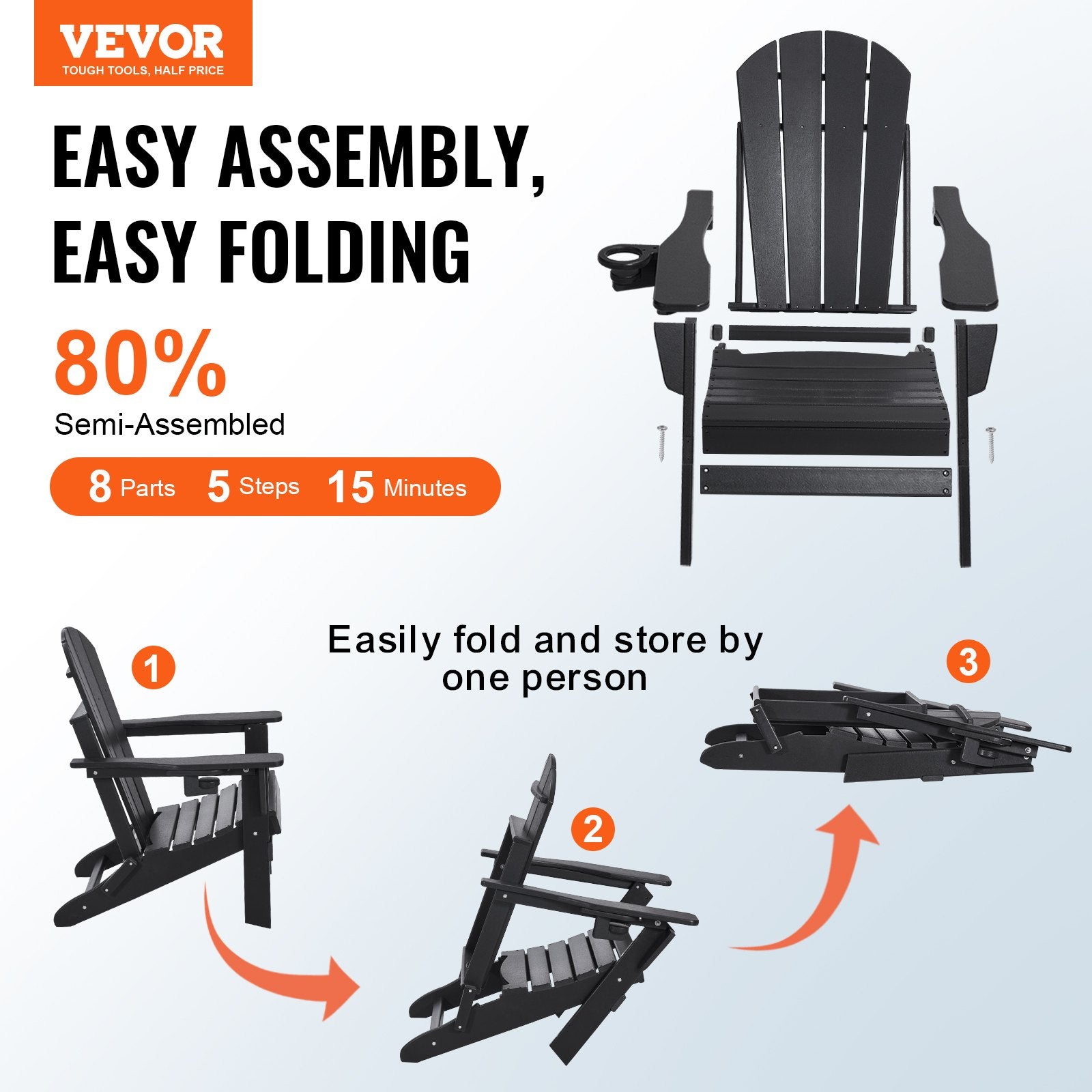 Adirondack-Stuhl Aus Kunststoff 2er-Set Wetterfest Tragbar