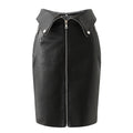European and American zipper slim bag hip leather skirt