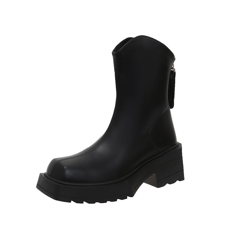Platform Martin Boots Female Square Toe Booties