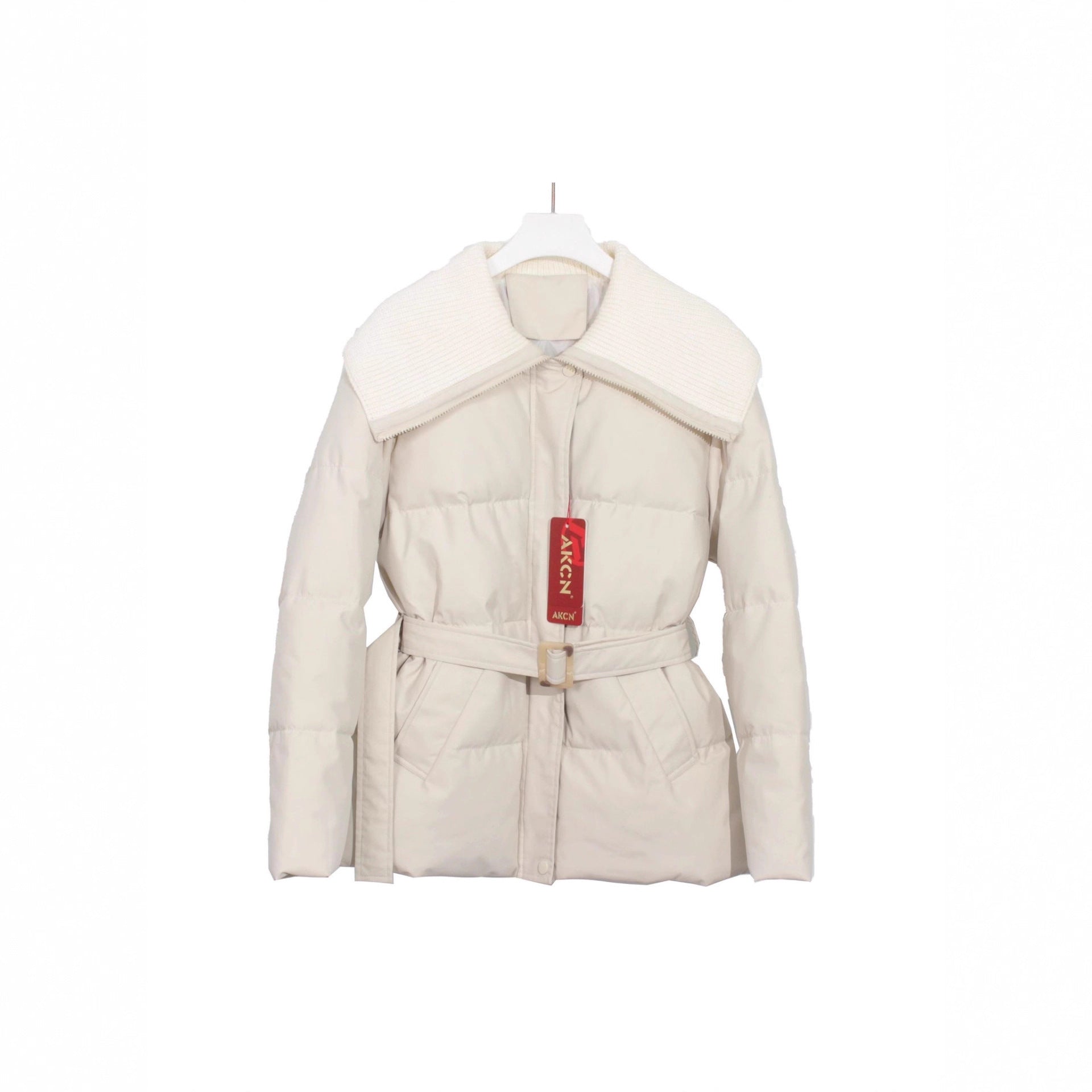 Women's Korean-style Knitted Lapel Down Jacket