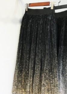 Slim Pleated Metallic Midi Skirt