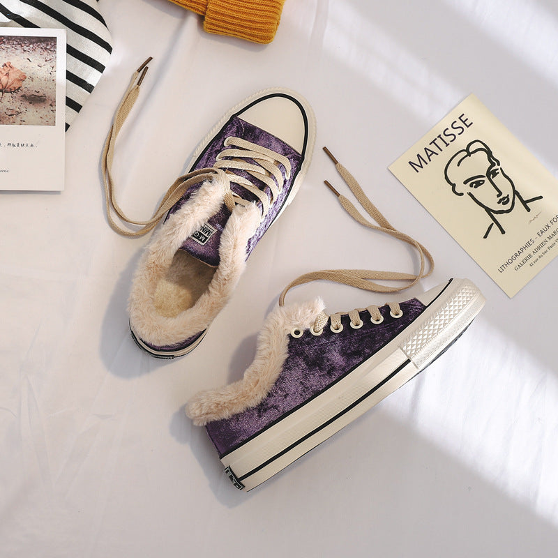 Sports shoes plus velvet warm cotton shoes platform shoes
