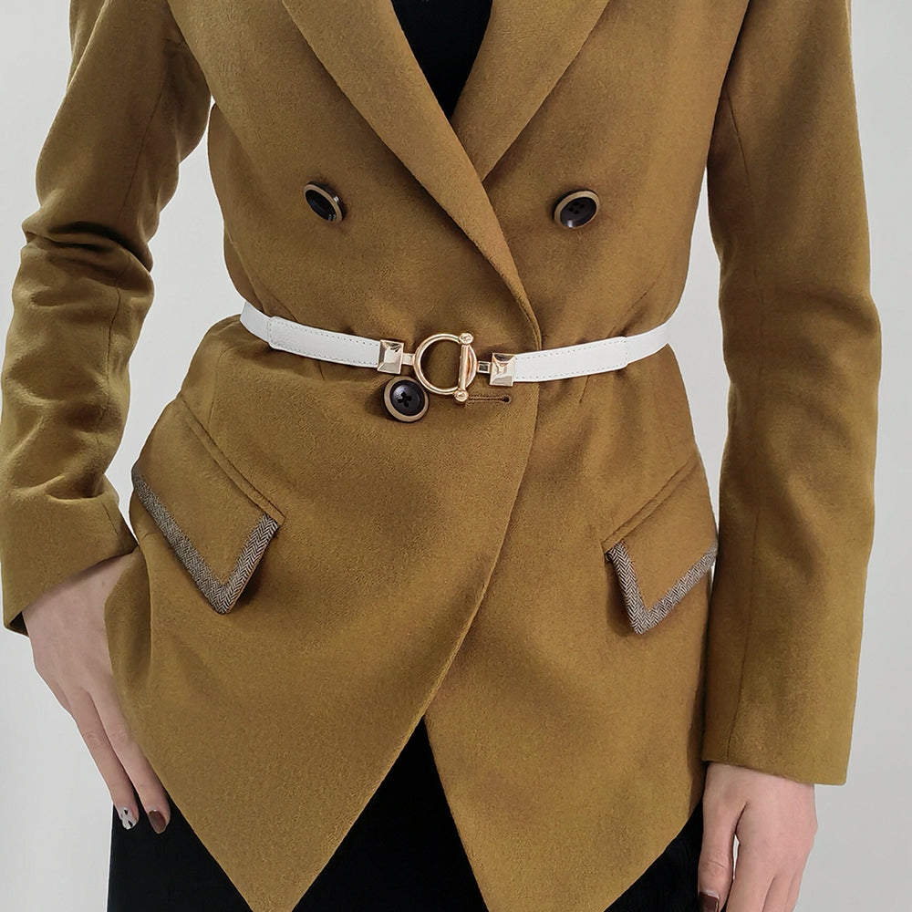 Women's Thin Waistband Elastic Elastic Stretch Metal Buckle With Jacket Blouse Commuter Waist Trim