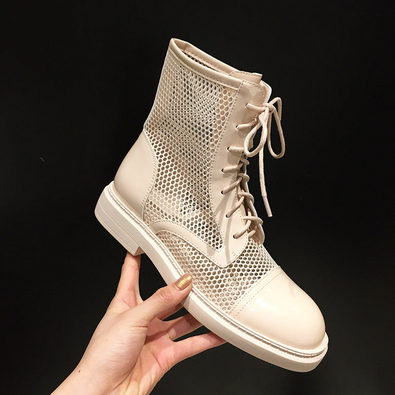 Flat Hollow And Breathable Mesh Ankle Boots Sandals