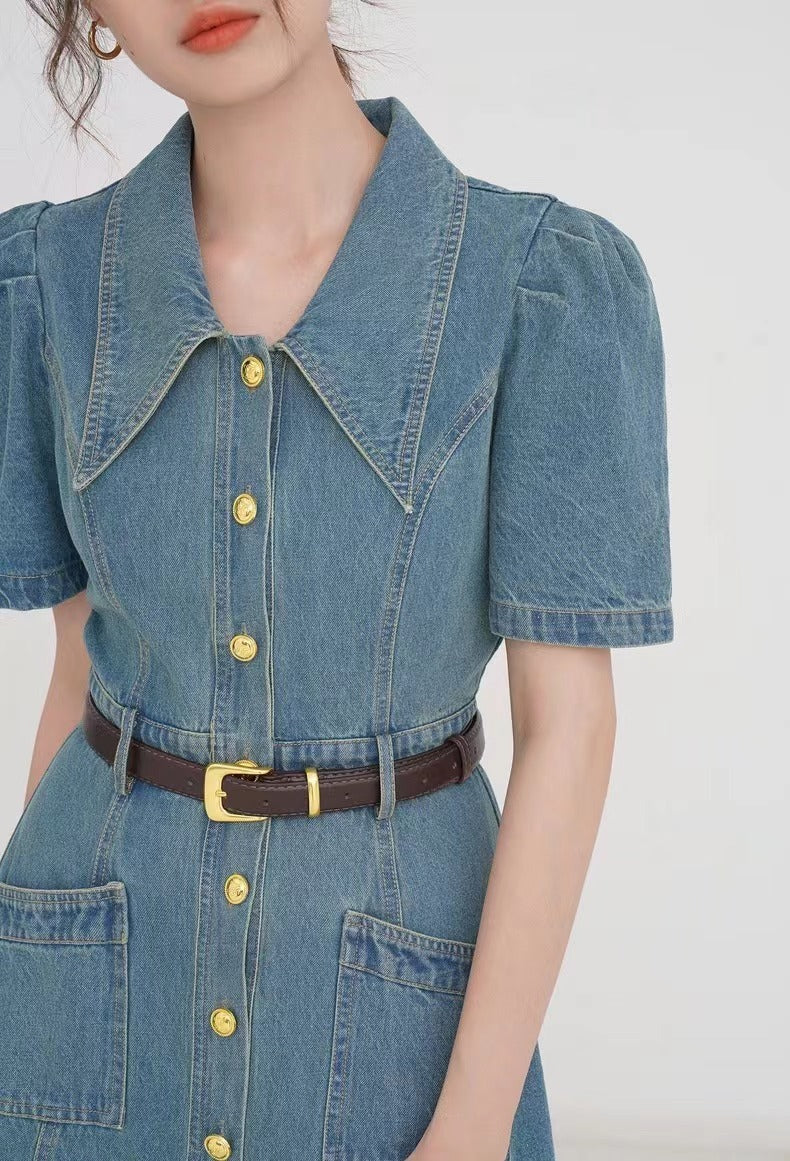 Single-breasted High Waist Dress With Belt Women