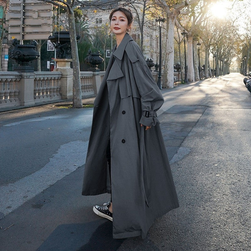 Fashion Long Waist Wrapped Trench Coat