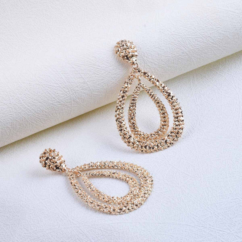 Fashionable Double-layer Teardrop Earrings Long Geometric Design