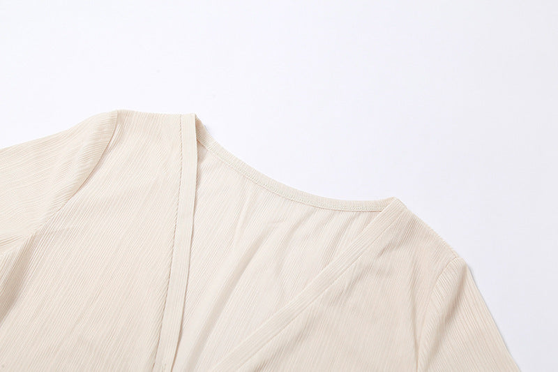 Women's Fashion Short Sleeve V Neck Single Breasted Slim Dress