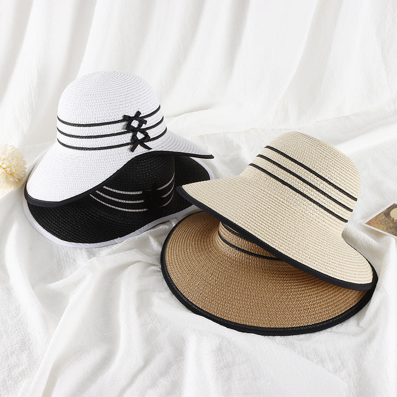 Women's Big Brim Retro Slit Sun Hat