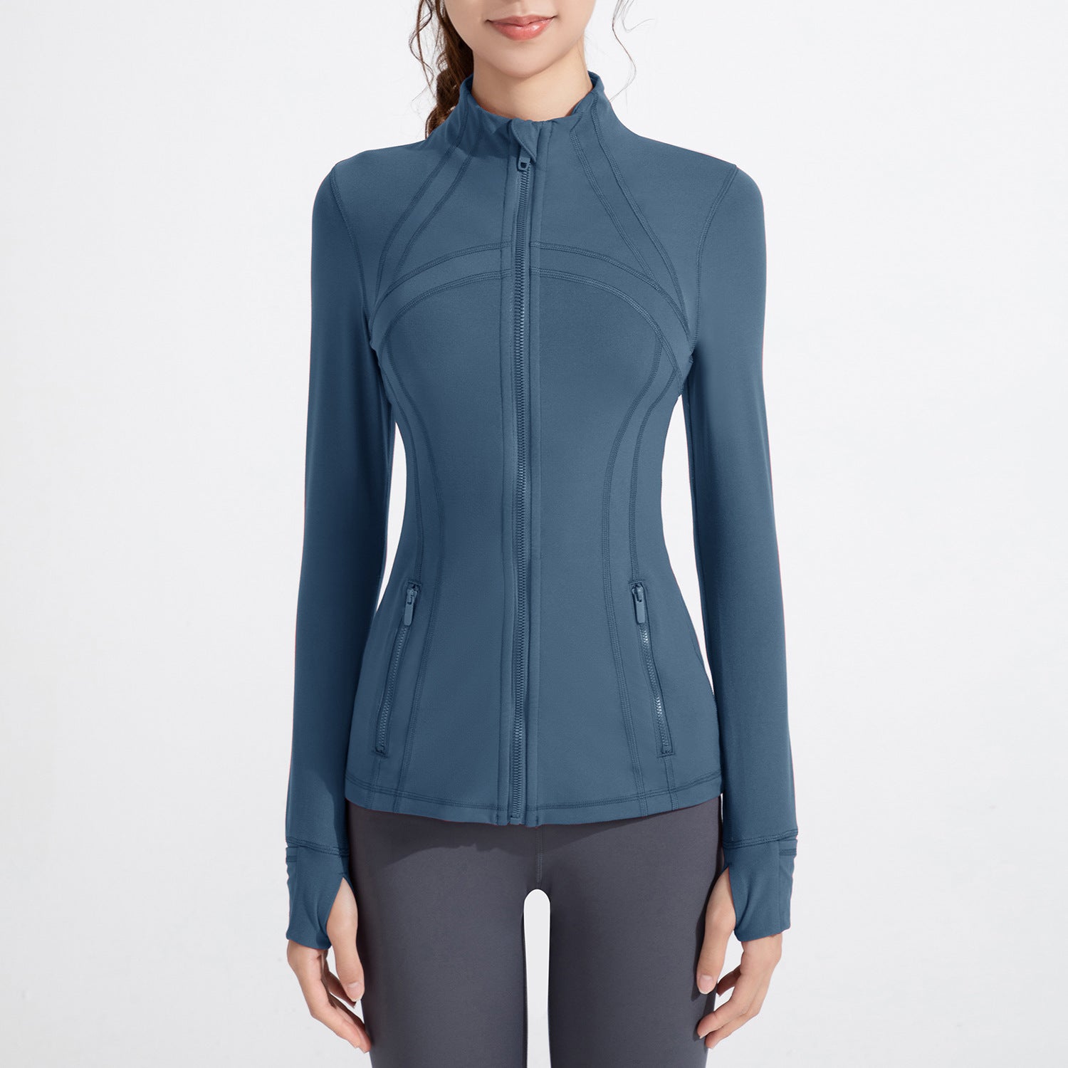 Women's Stand Collar Sports Running Workout Long Sleeve Zipper Jacket