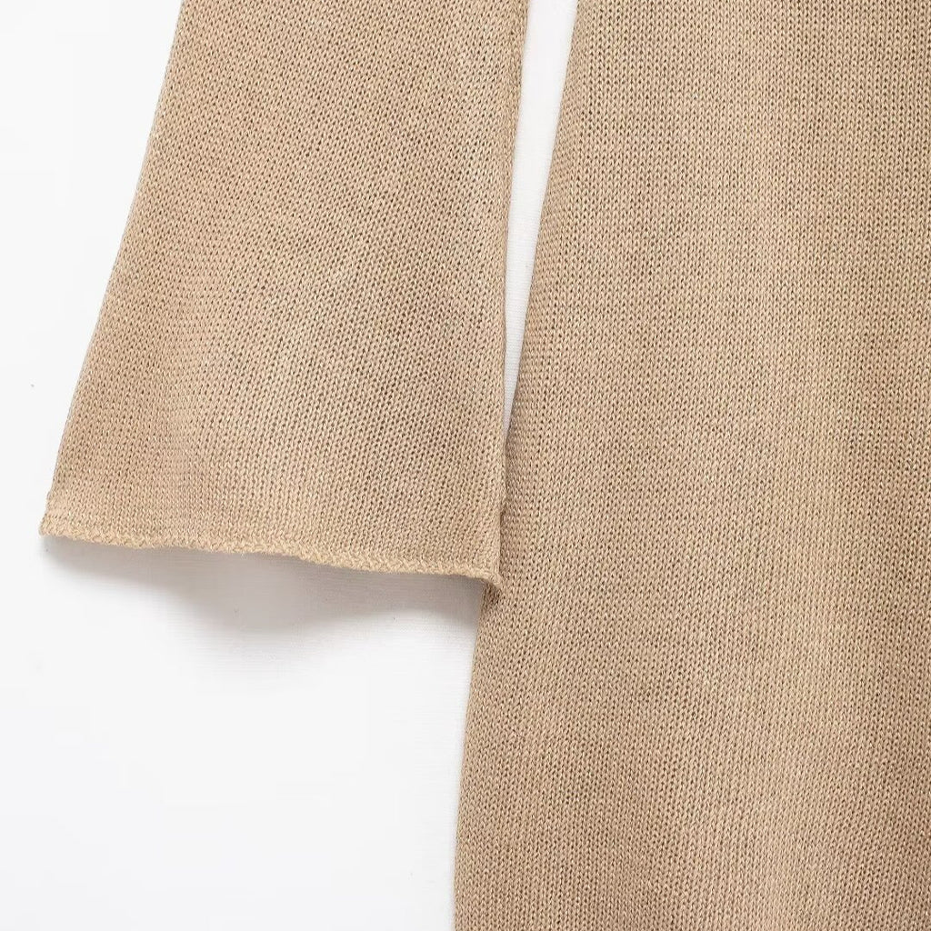 Summer Lady Temperament Fashion Deep V-neck Hollow Knitted Dress