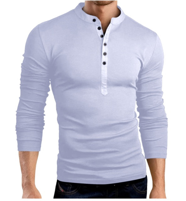 Men's Long Sleeve V-Neck Slim T-Shirt