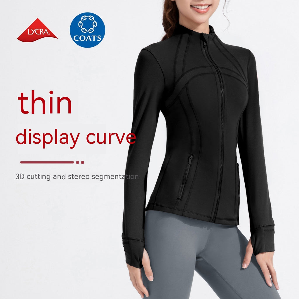 Women's Stand Collar Sports Running Workout Long Sleeve Zipper Jacket