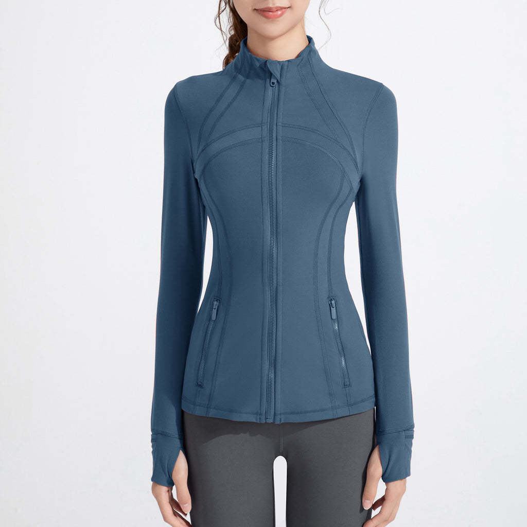 Women's Stand Collar Sports Running Workout Long Sleeve Zipper Jacket