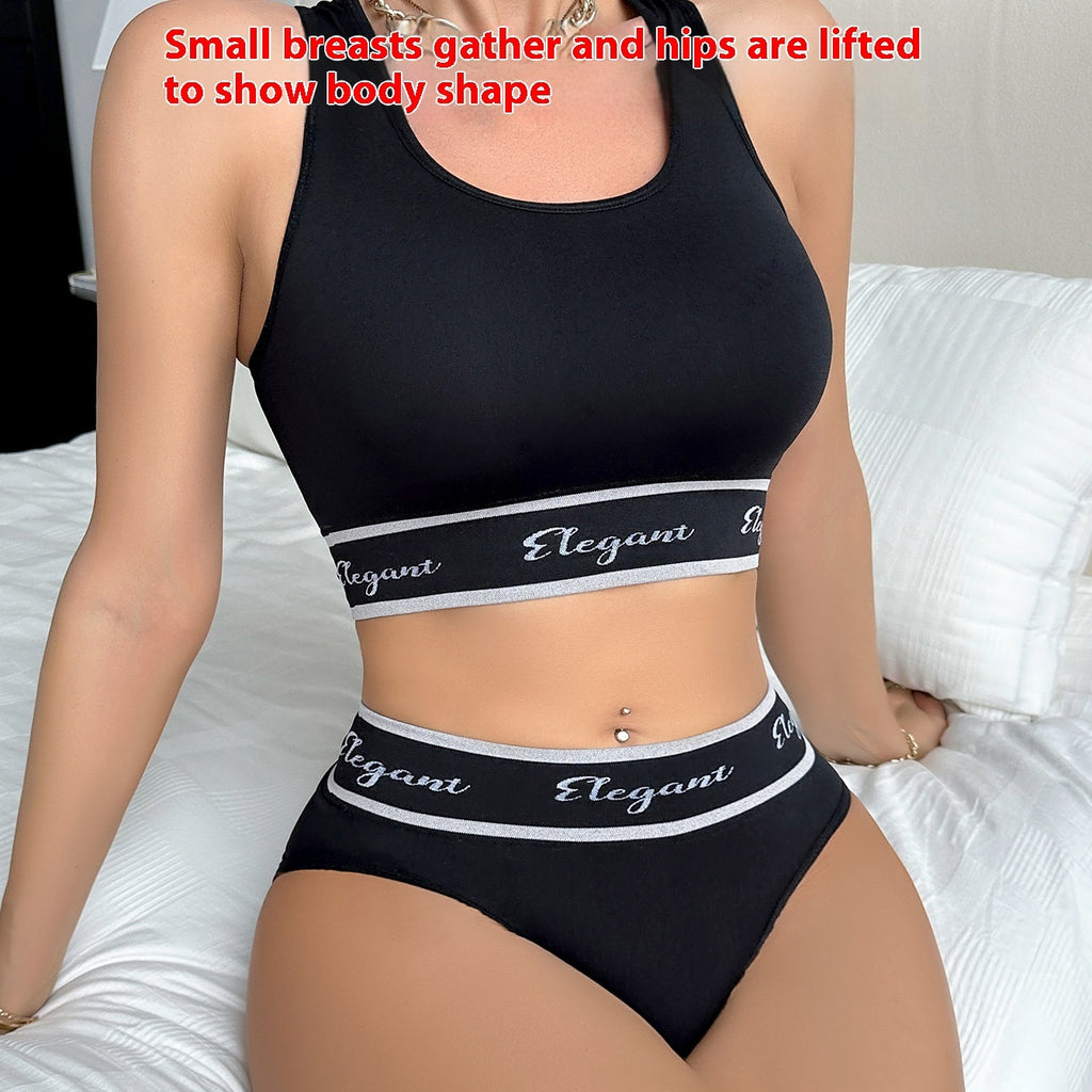 Cross-border Underwear Suit Push Up Breast Holding Top Support Full Cup Sport Letters Bra