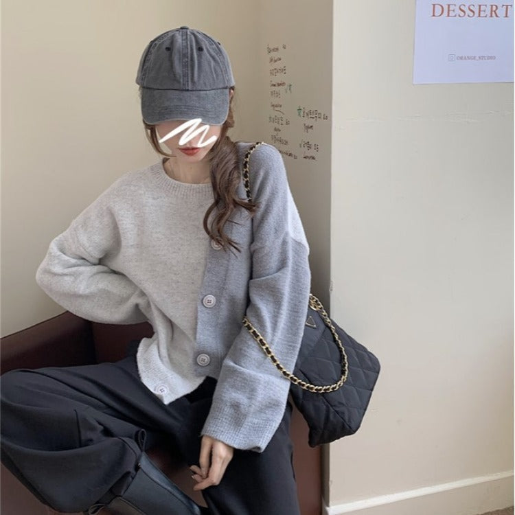 Colorblock single-breasted sweater