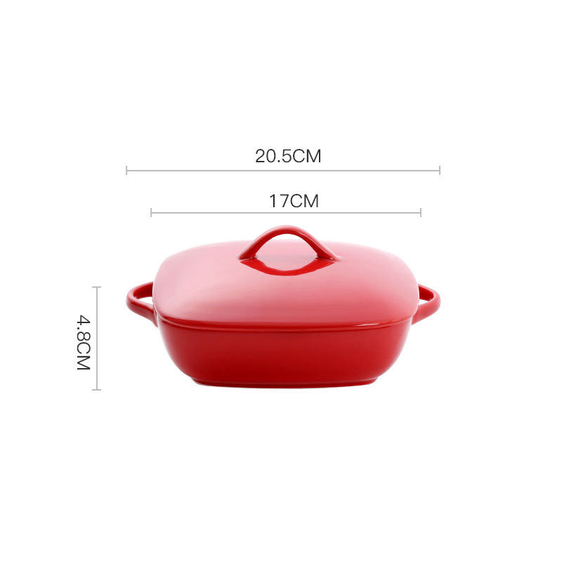 Binaural Ceramic Baking Pan Cheese Baked Rice Plate