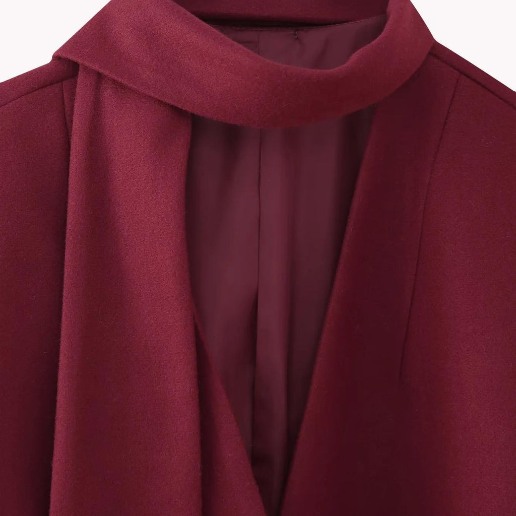 Women's Retro Loose Casual Long Sleeve Scarf Woolen Coat