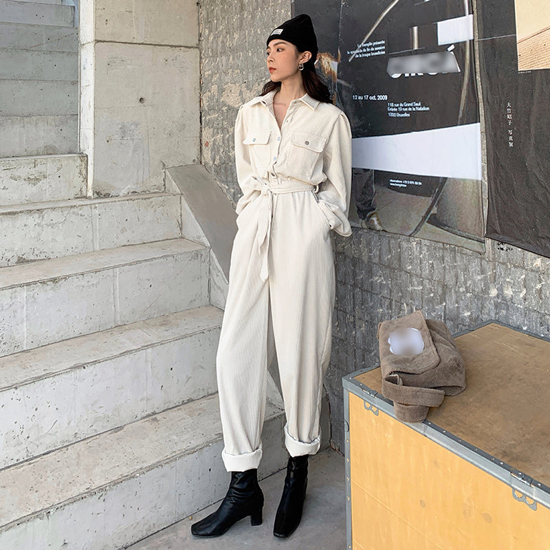 Single breasted high waist jumpsuit