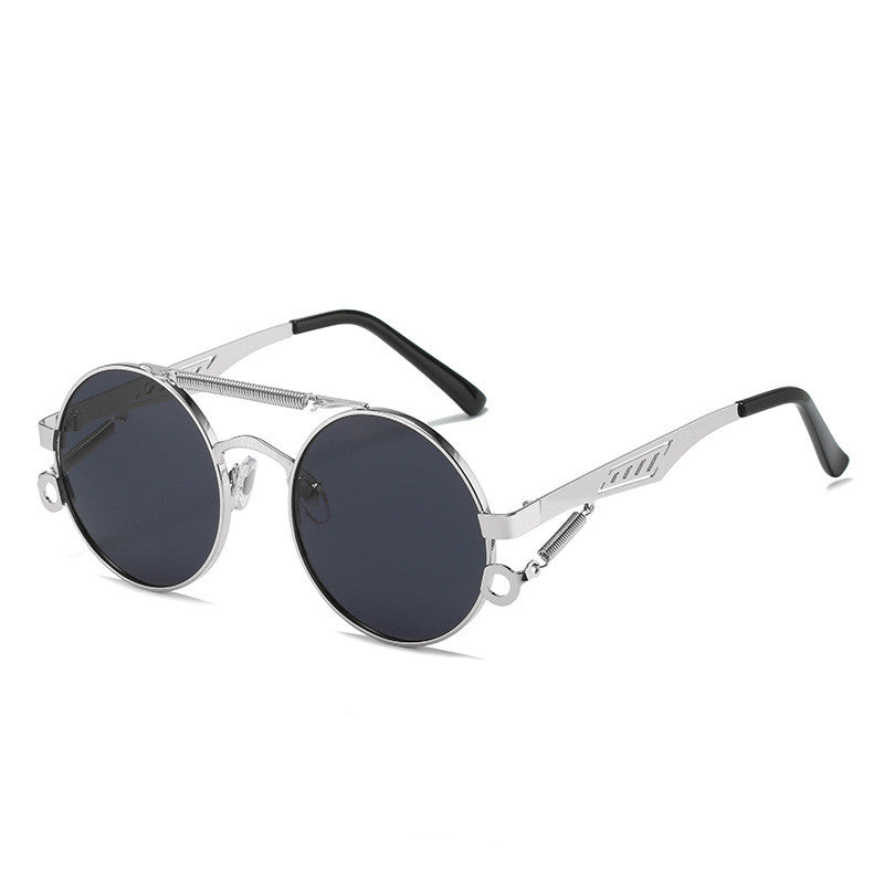 Men's And Women's Fashion Retro Spring-legged Double-beam Metal Glasses