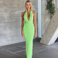 Fashion Lapel Single Breasted Backless Slim Fit Dress