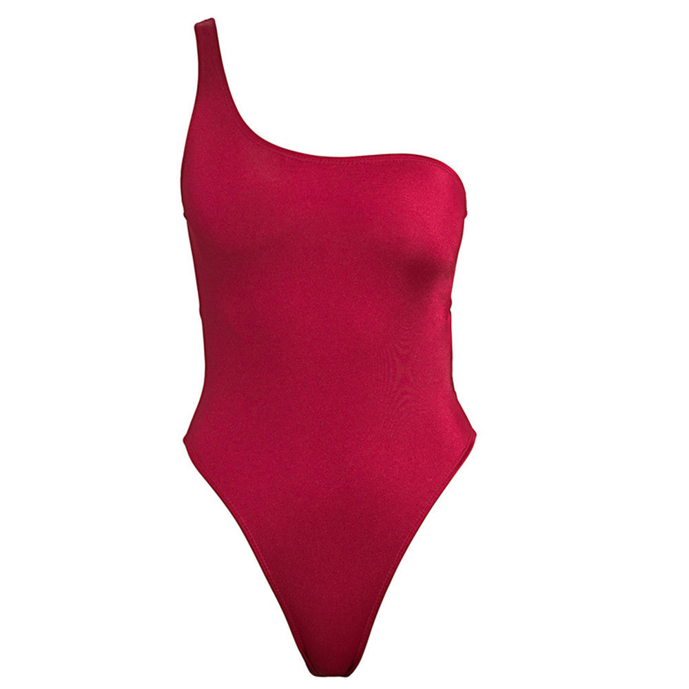 One-piece solid color sexy swimsuit