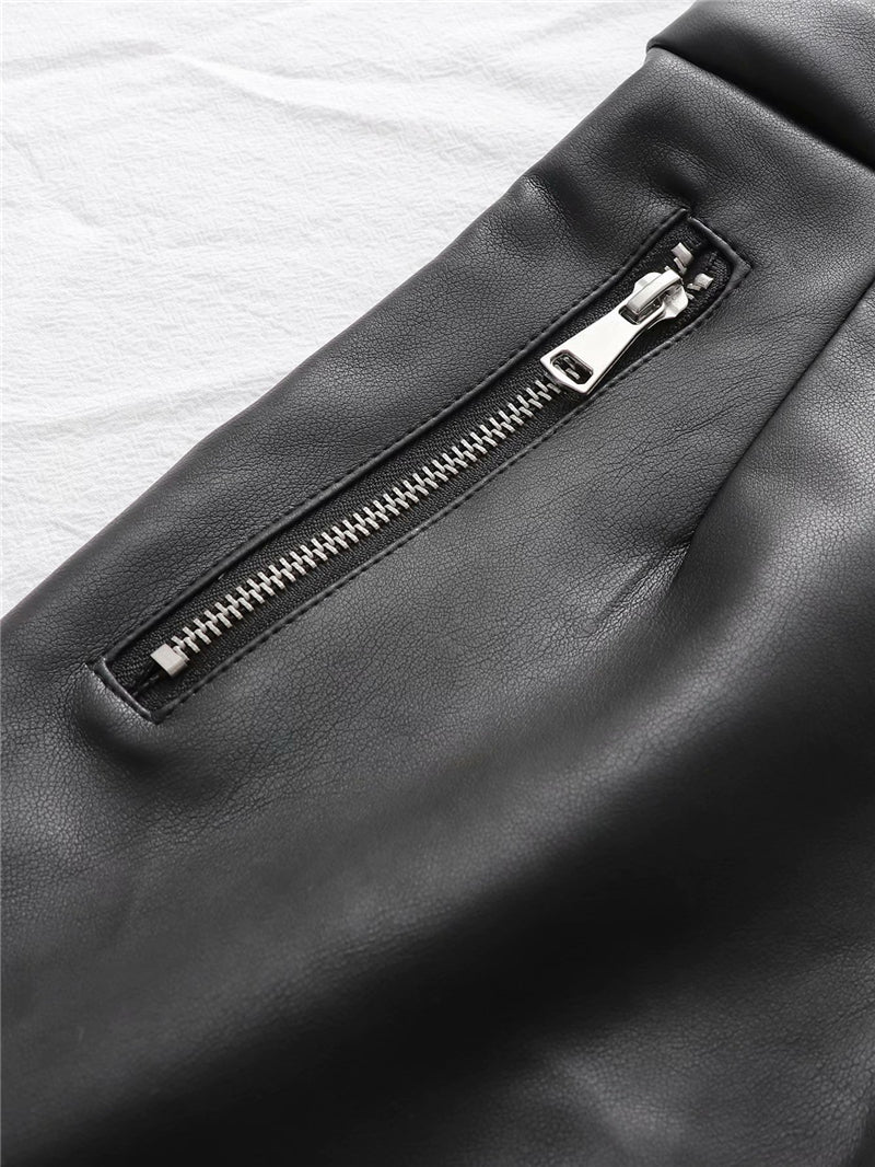 European and American zipper slim bag hip leather skirt