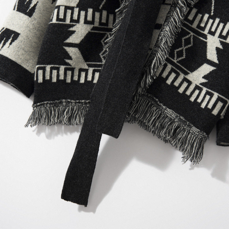 Women's Vintage Jacquard Tassel Cardigan Jacket