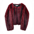 Coat Women's Faux Fur Long Sleeve Front Cardigan Short With Pockets